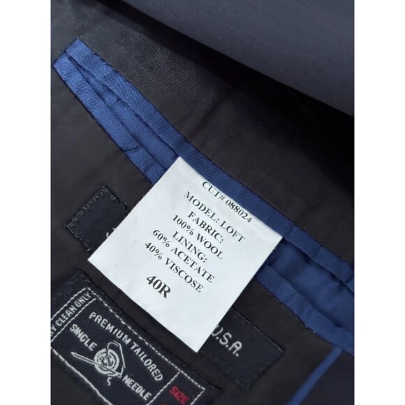 John Varvatos Mens Blazer Jacket Size 40R Navy Blue Solid 100% Wool Sport Coat - Picture 7 of 8